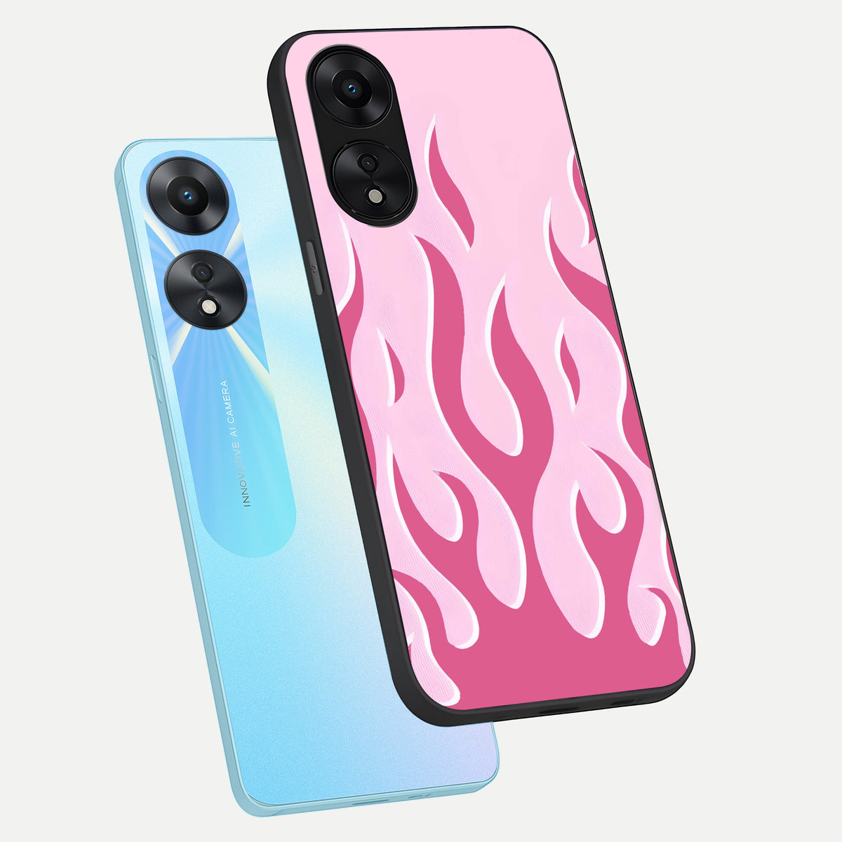  Blush Flame Energy phone case For Oppo A78 5G showing premium glass back cover with detailed artwork