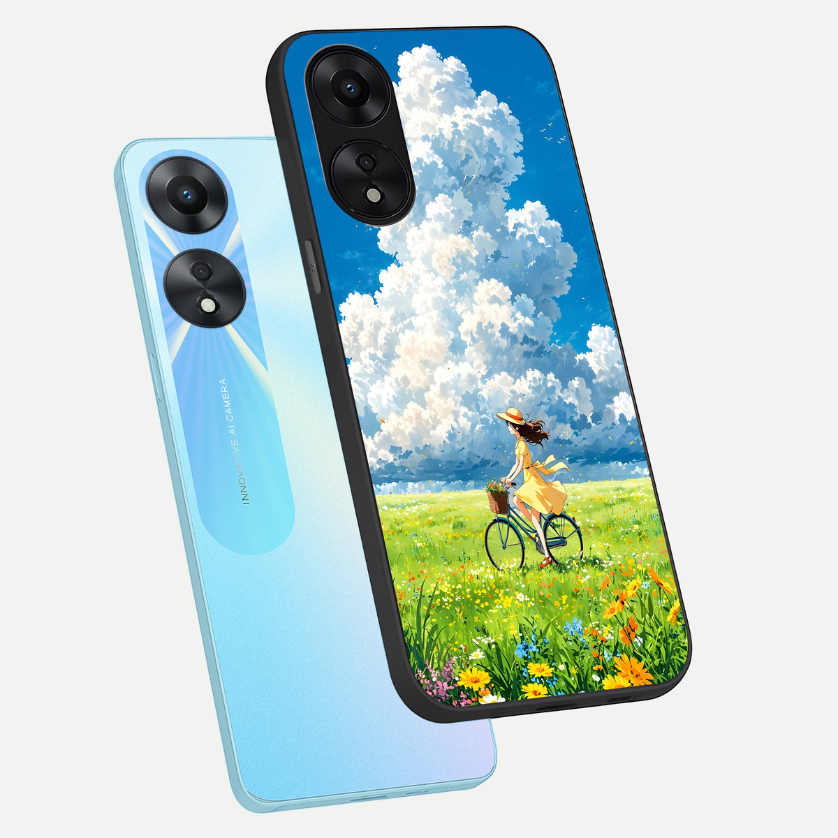  Breezy Meadow Ride phone case For Oppo A78 5G showing premium glass back cover with detailed artwork