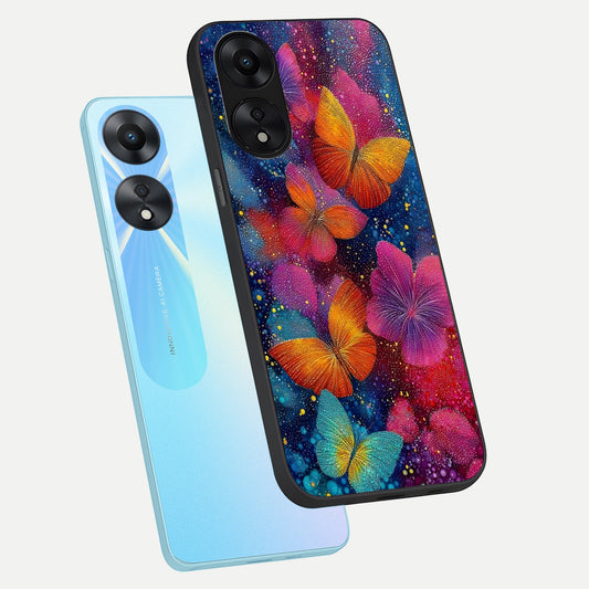  Butterfly Dream Mist phone case For Oppo A78 5G showing premium glass back cover with detailed artwork
