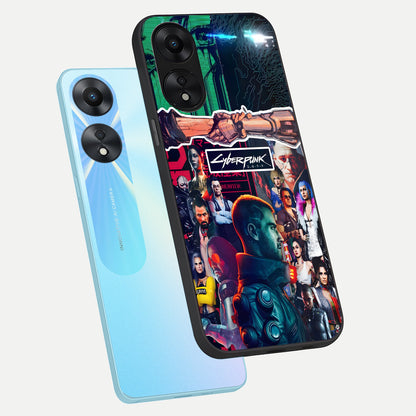  CYBERPUNK Legacy phone case For Oppo A78 5G showing premium glass back cover with detailed artwork