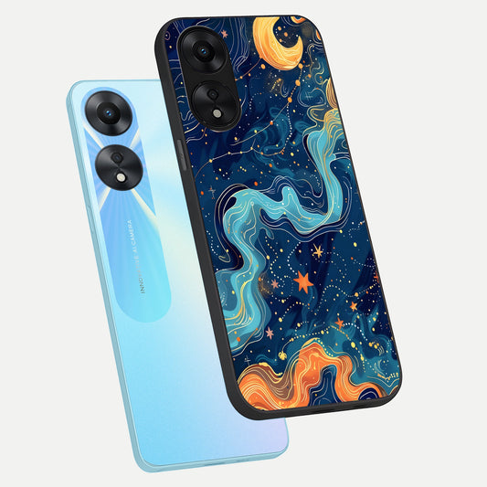  Celestial Dream Flow phone case For Oppo A78 5G showing premium glass back cover with detailed artwork
