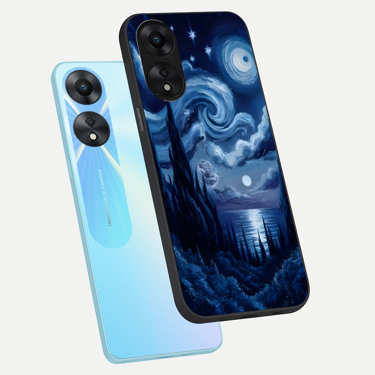  Celestial Dream Van Gogh phone case For Oppo A78 5G showing premium glass back cover with detailed artwork