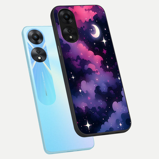  Celestial Moon Magic phone case For Oppo A78 5G showing premium glass back cover with detailed artwork