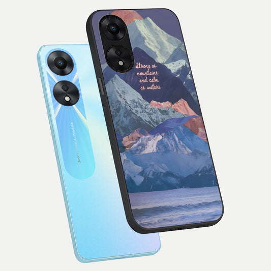  Celestial Mountain Calm phone case For Oppo A78 5G showing premium glass back cover with detailed artwork