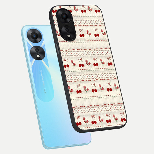  Cherry Bloom Charm phone case For Oppo A78 5G showing premium glass back cover with detailed artwork
