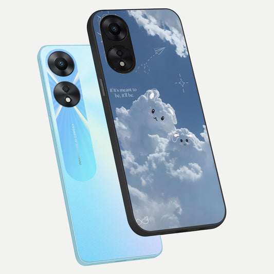  Cloud Bunny Dreams phone case For Oppo A78 5G showing premium glass back cover with detailed artwork
