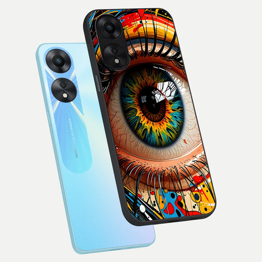  Colorful Eye phone case For Oppo A78 5G showing premium glass back cover with detailed artwork