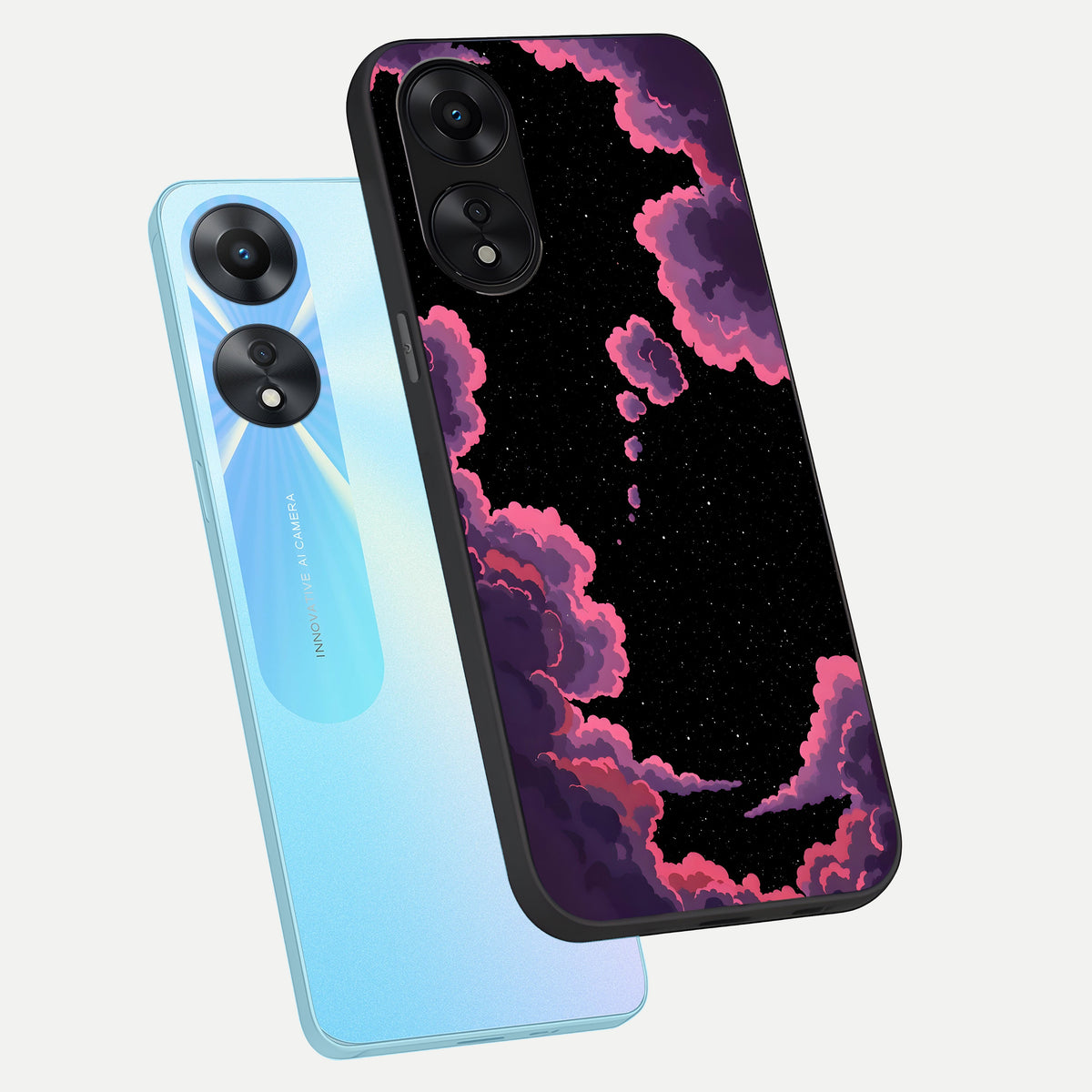  Cosmic Cloud Journey phone case For Oppo A78 5G showing premium glass back cover with detailed artwork