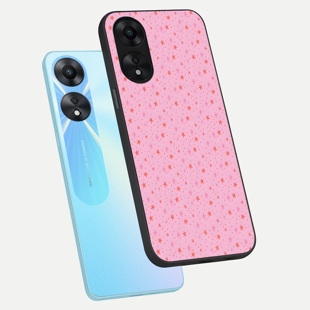  Cosmic Pink Sparkle phone case For Oppo A78 5G showing premium glass back cover with detailed artwork