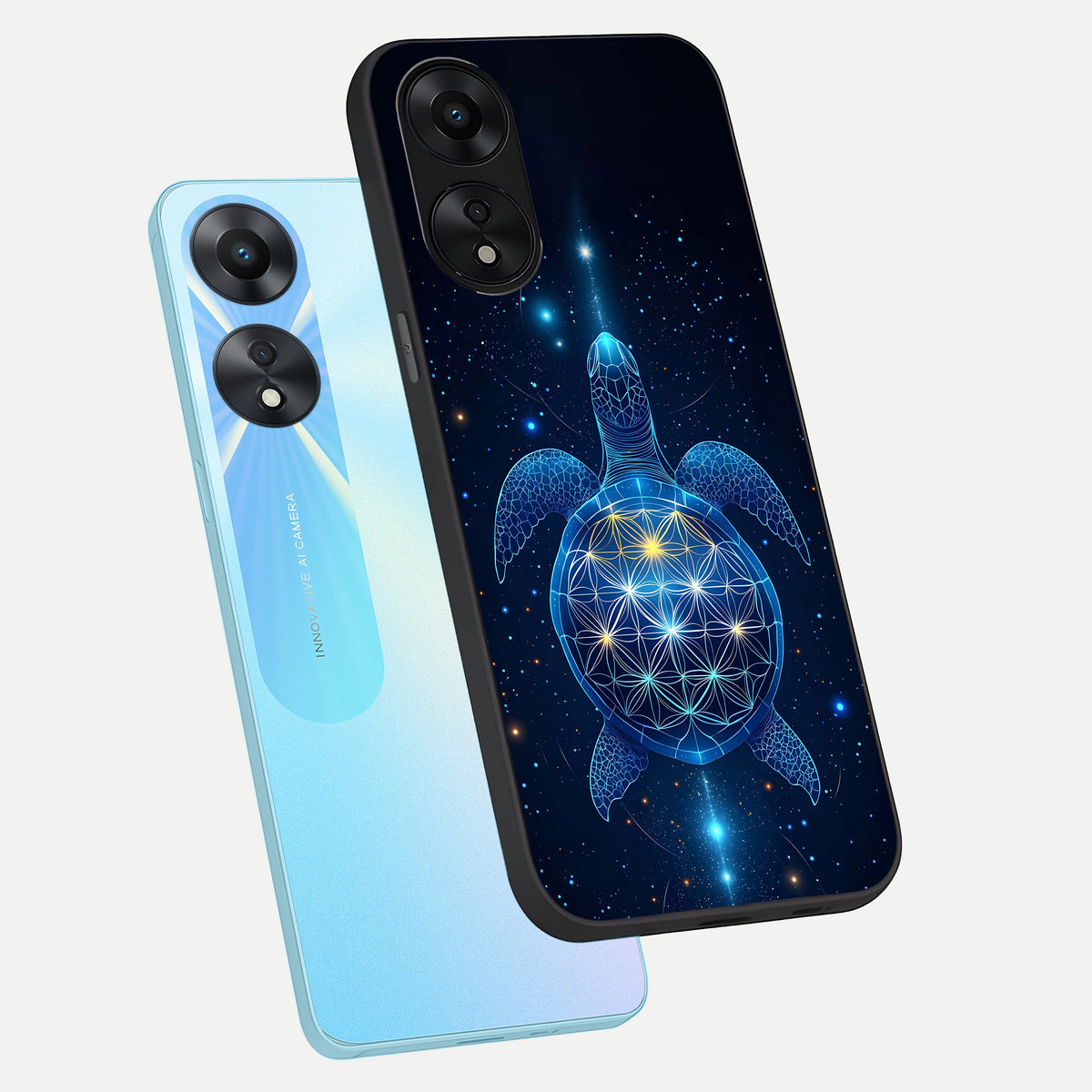  Crimson Blue Turtle phone case For Oppo A78 5G showing premium glass back cover with detailed artwork