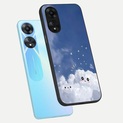  Cute Blossom Cloud phone case For Oppo A78 5G showing premium glass back cover with detailed artwork