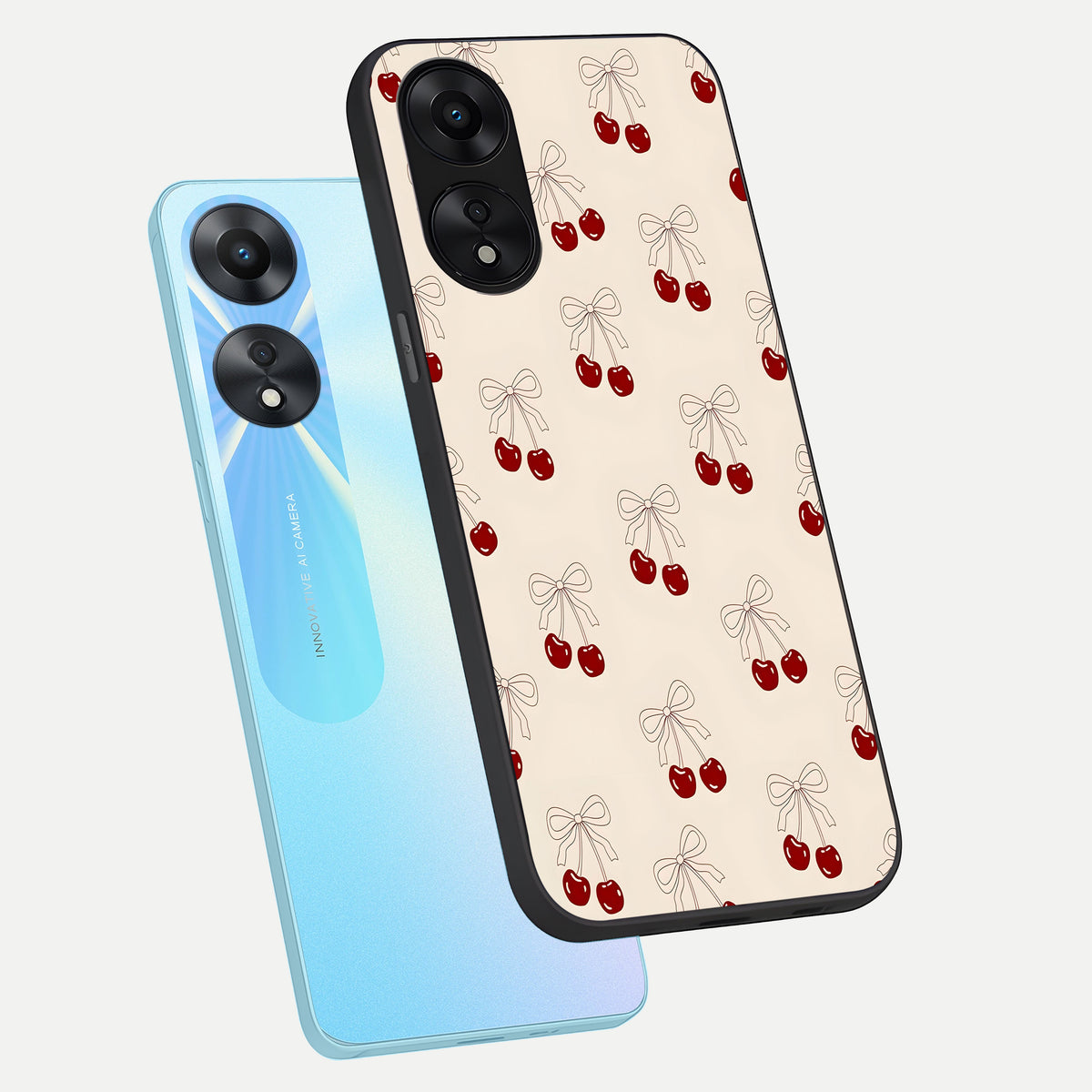  Cute Cherry Pattern phone case For Oppo A78 5G showing premium glass back cover with detailed artwork