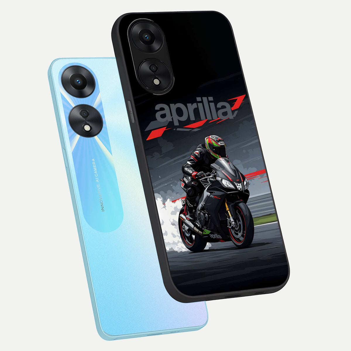  Dark Aprilla phone case For Oppo A78 5G showing premium glass back cover with detailed artwork
