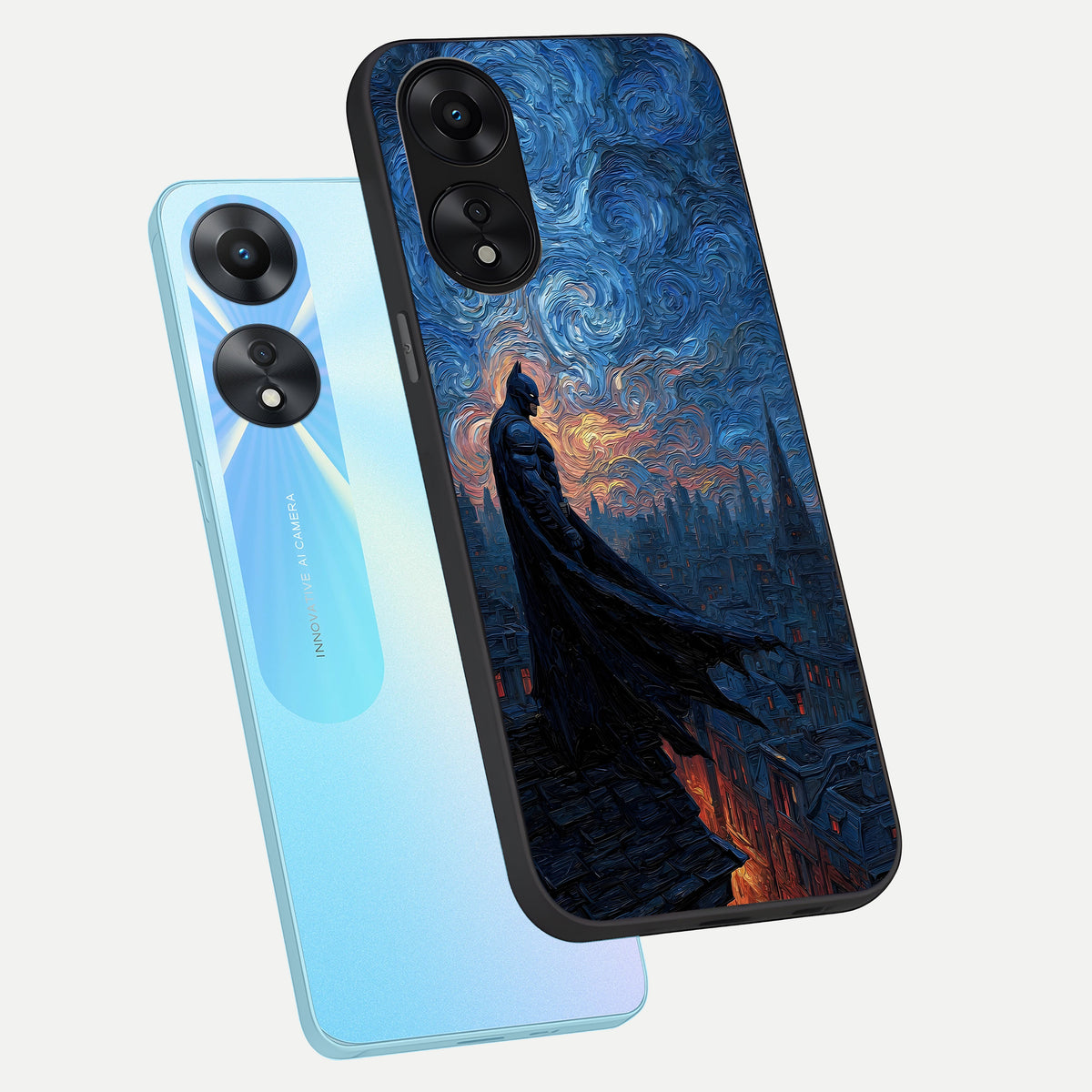  Dark Knight Dusk phone case For Oppo A78 5G showing premium glass back cover with detailed artwork