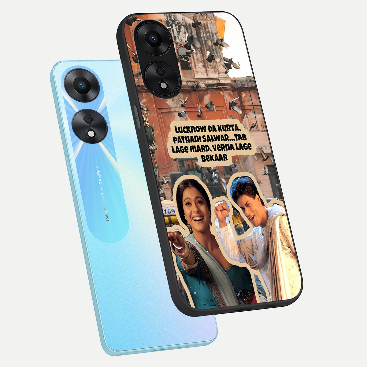 Desi Retro Vibes phone case For Oppo A78 5G showing premium glass back cover with detailed artwork