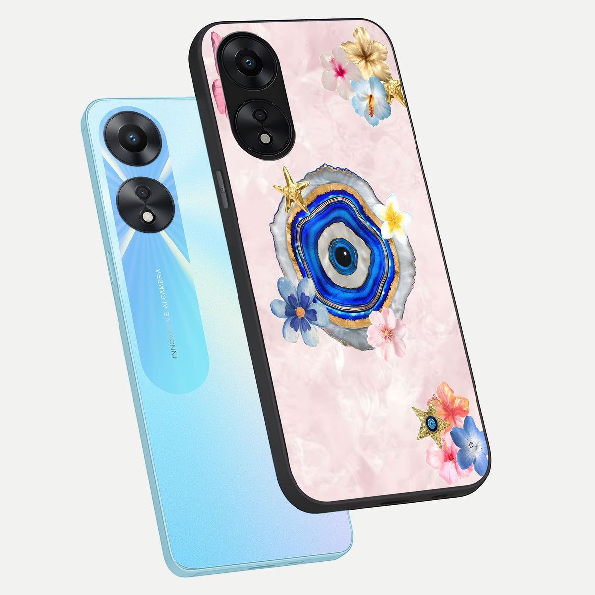  Divine Aura Bloom phone case For Oppo A78 5G showing premium glass back cover with detailed artwork