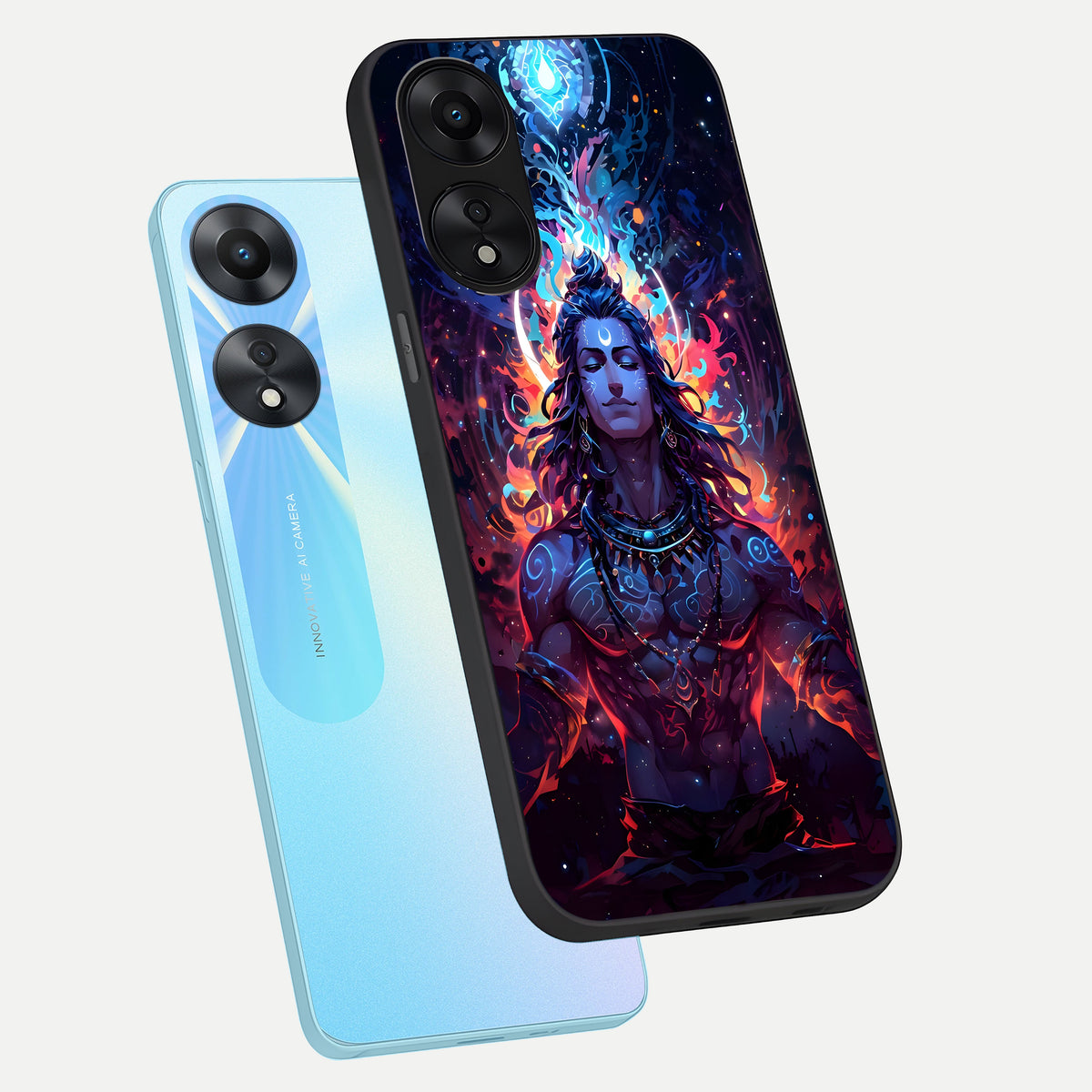  Divine Fire Shiv phone case For Oppo A78 5G showing premium glass back cover with detailed artwork
