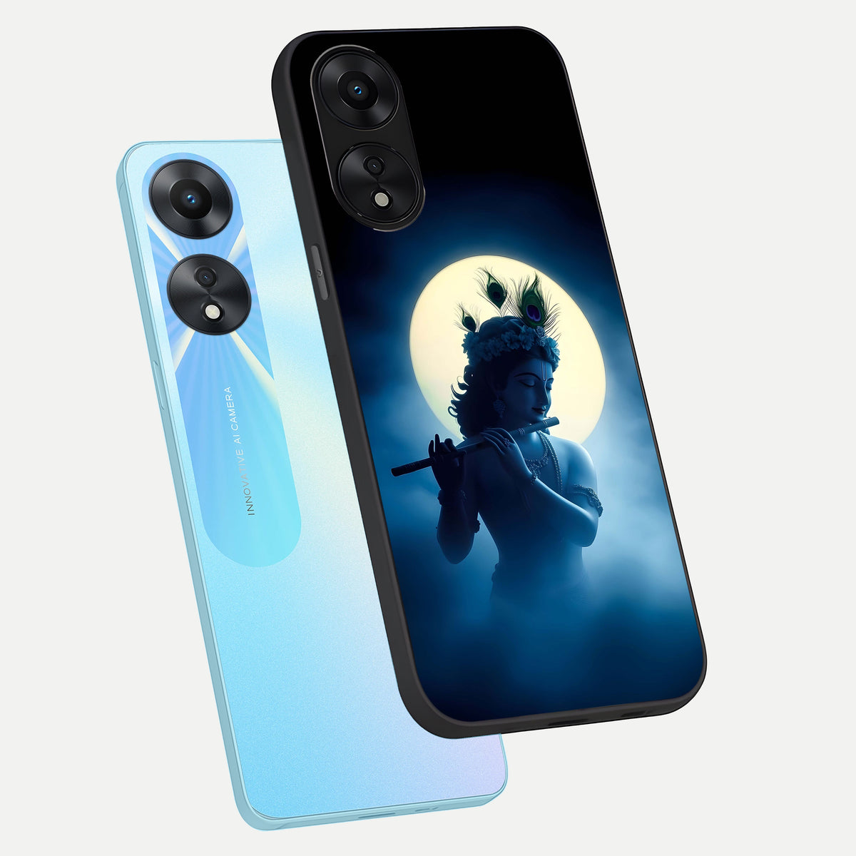  Divine Moon Flute phone case For Oppo A78 5G showing premium glass back cover with detailed artwork