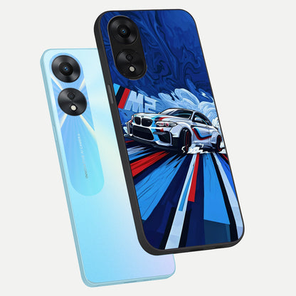  Drift Power Rush phone case For Oppo A78 5G showing premium glass back cover with detailed artwork
