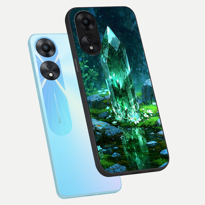  Emerald Light Crystal phone case For Oppo A78 5G showing premium glass back cover with detailed artwork