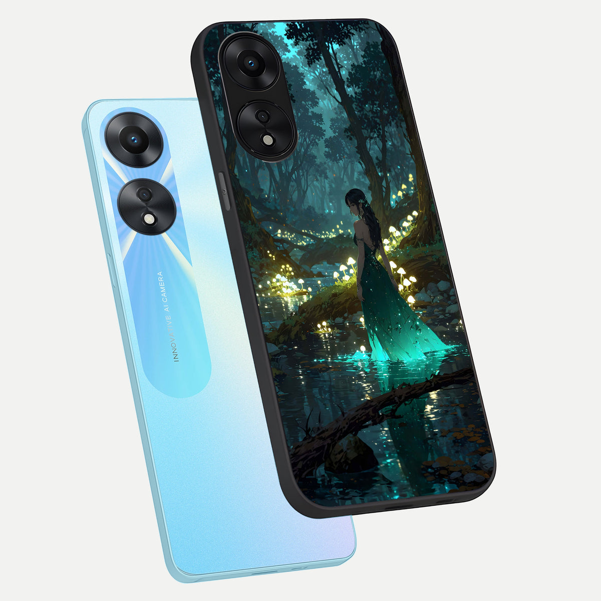  Enchanted Forest Glow phone case For Oppo A78 5G showing premium glass back cover with detailed artwork