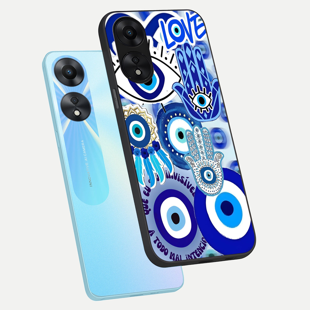  Evil Eyes Dream phone case For Oppo A78 5G showing premium glass back cover with detailed artwork