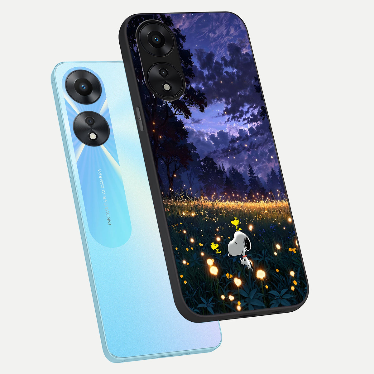 Firefly Meadow Magic phone case For Oppo A78 5G showing premium glass back cover with detailed artwork