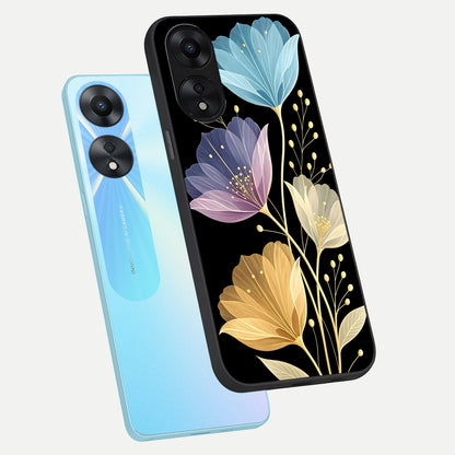  Flower Bloom Glow phone case For Oppo A78 5G showing premium glass back cover with detailed artwork