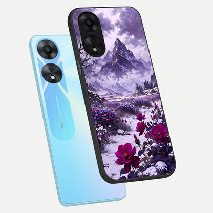  Flower Mountain View phone case For Oppo A78 5G showing premium glass back cover with detailed artwork