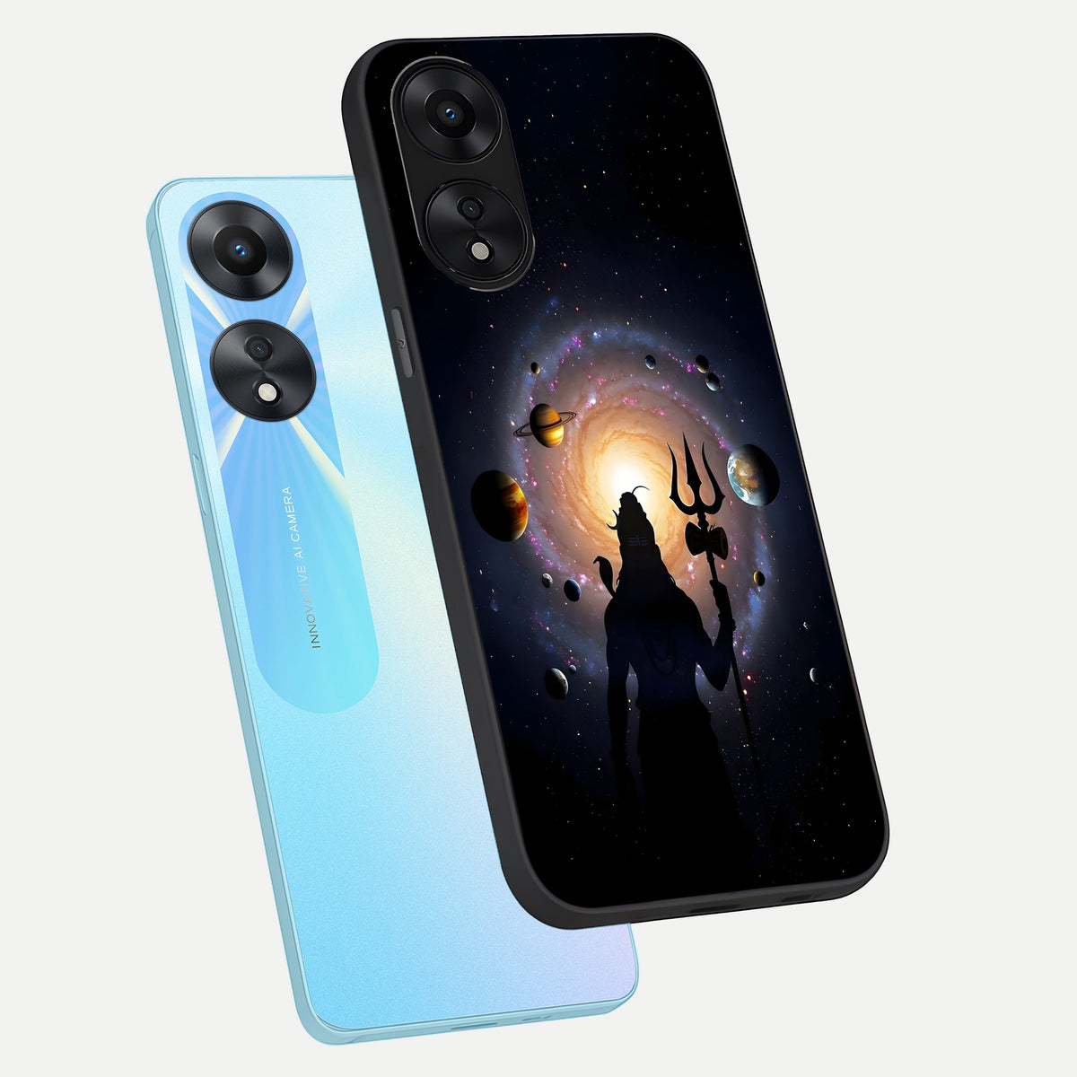  Galactic Shiva Vision phone case For Oppo A78 5G showing premium glass back cover with detailed artwork