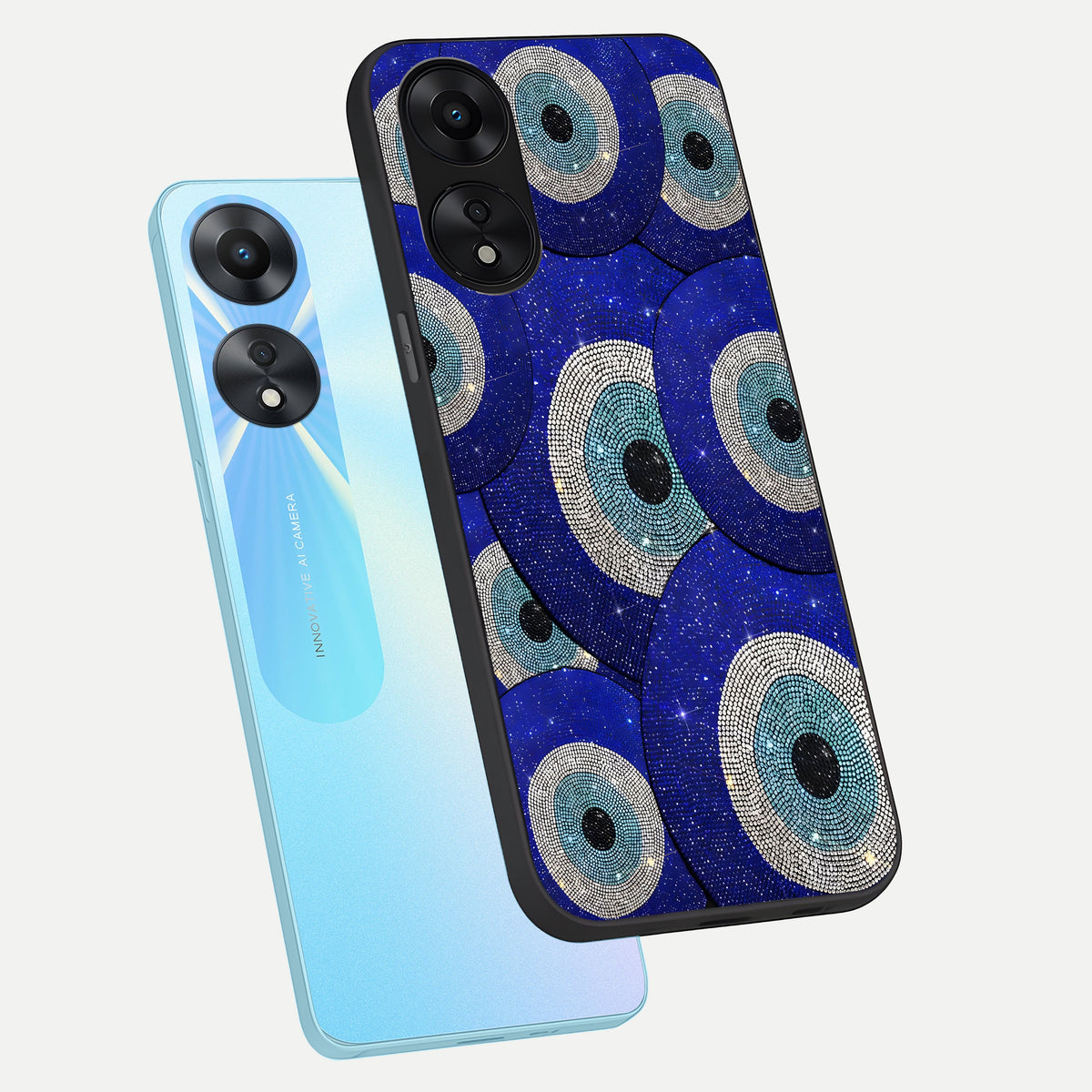  Galaxy Eye Flow phone case For Oppo A78 5G showing premium glass back cover with detailed artwork