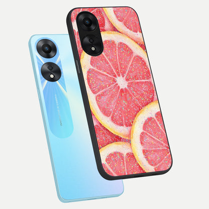  Glitter Grapefruit phone case For Oppo A78 5G showing premium glass back cover with detailed artwork