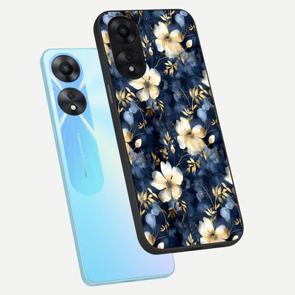  Golden Midnight Bloom phone case For Oppo A78 5G showing premium glass back cover with detailed artwork