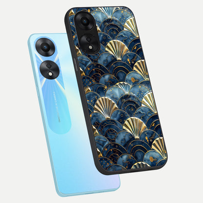  Golden Wave Luxe phone case For Oppo A78 5G showing premium glass back cover with detailed artwork