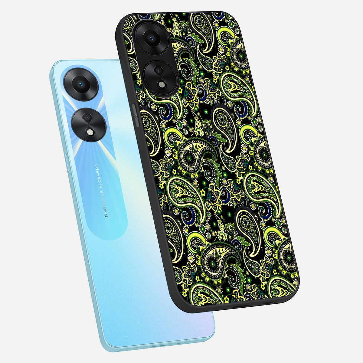  Green Lemon phone case For Oppo A78 5G showing premium glass back cover with detailed artwork