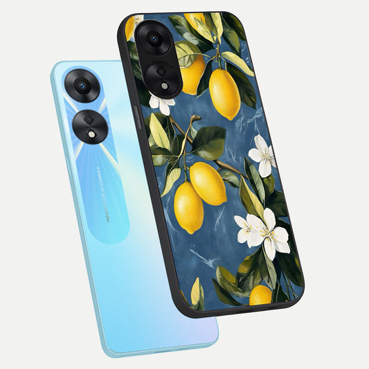  Lemon Dream Garden phone case For Oppo A78 5G showing premium glass back cover with detailed artwork