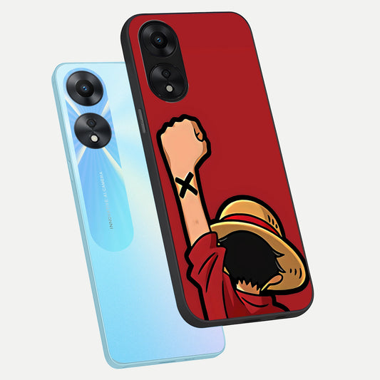  Luffy X Spirit phone case For Oppo A78 5G showing premium glass back cover with detailed artwork