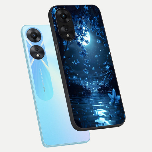  Moonlight Petal Dream phone case For Oppo A78 5G showing premium glass back cover with detailed artwork
