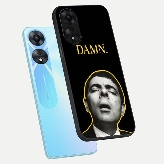  Mr Bean Damn phone case For Oppo A78 5G showing premium glass back cover with detailed artwork
