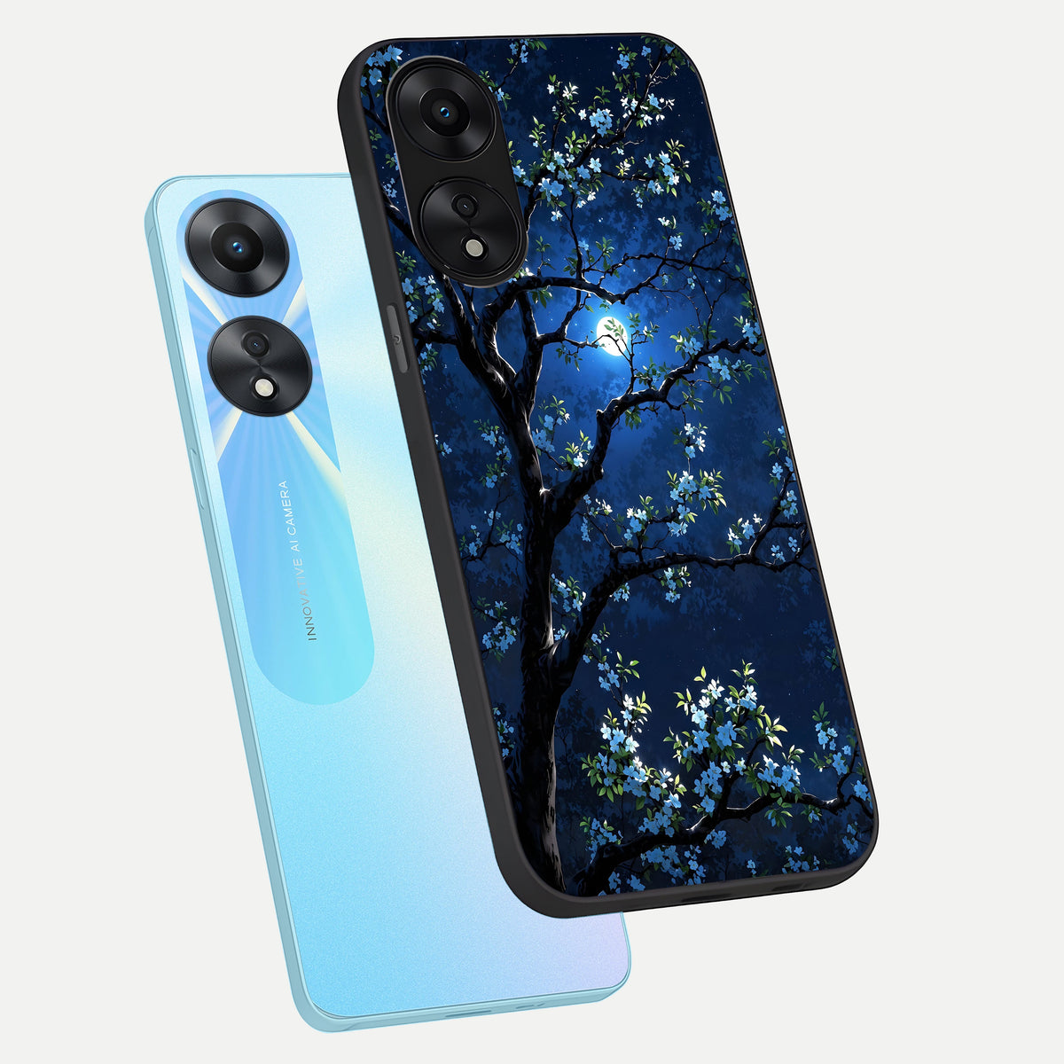  Mystic Floral Night phone case For Oppo A78 5G showing premium glass back cover with detailed artwork