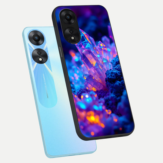  Neon Aura Shards phone case For Oppo A78 5G showing premium glass back cover with detailed artwork