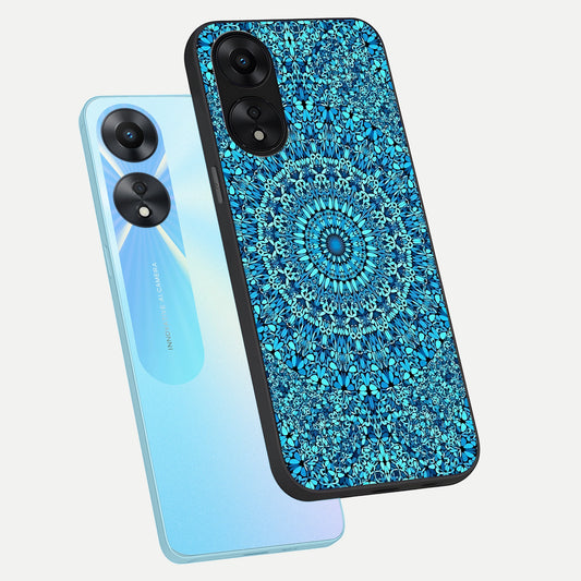 Ocean Bloom Mandala phone case For Oppo A78 5G showing premium glass back cover with detailed artwork