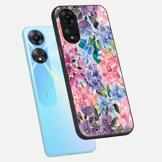  Pastel Floral Mix phone case For Oppo A78 5G showing premium glass back cover with detailed artwork
