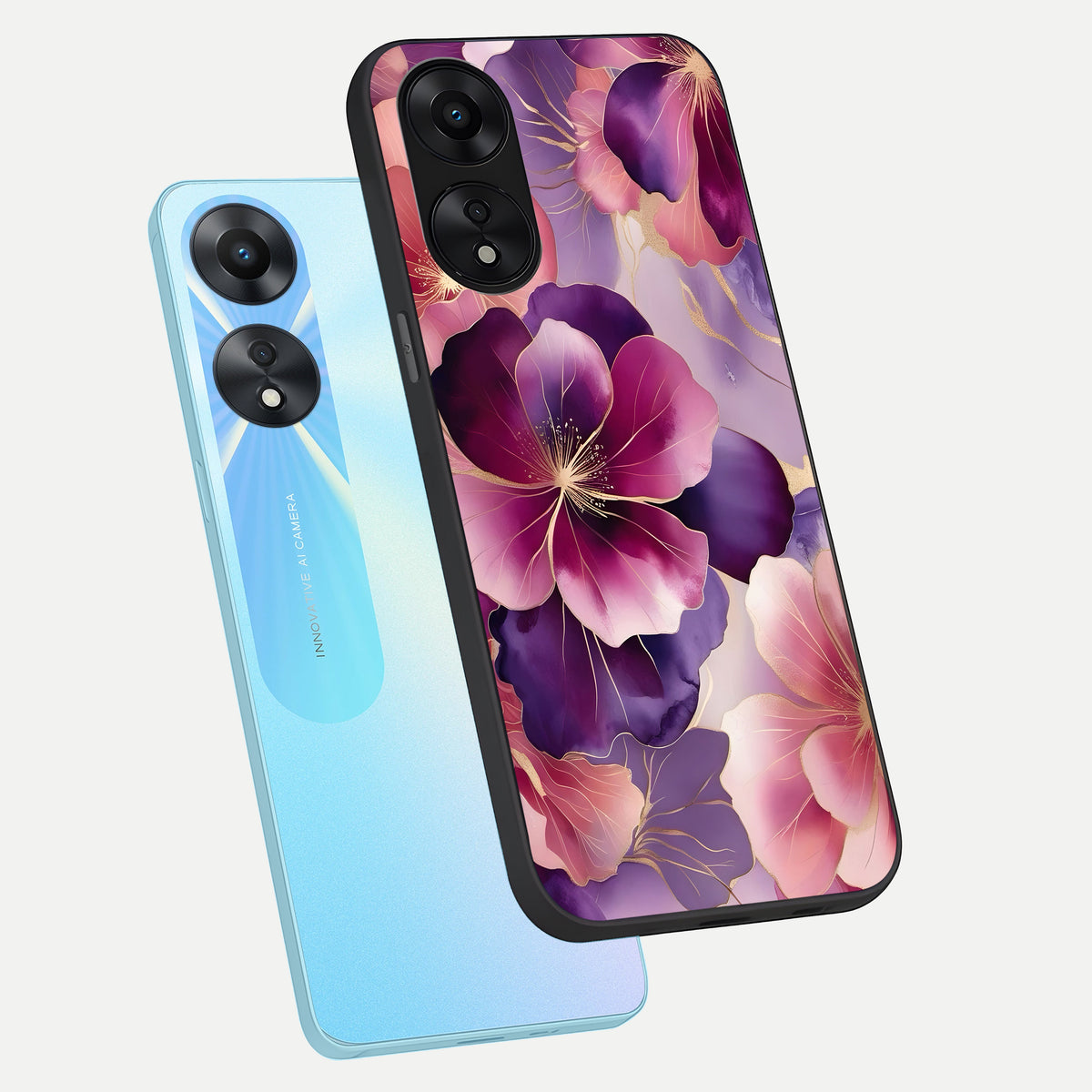  Pink Bouquet Florals phone case For Oppo A78 5G showing premium glass back cover with detailed artwork