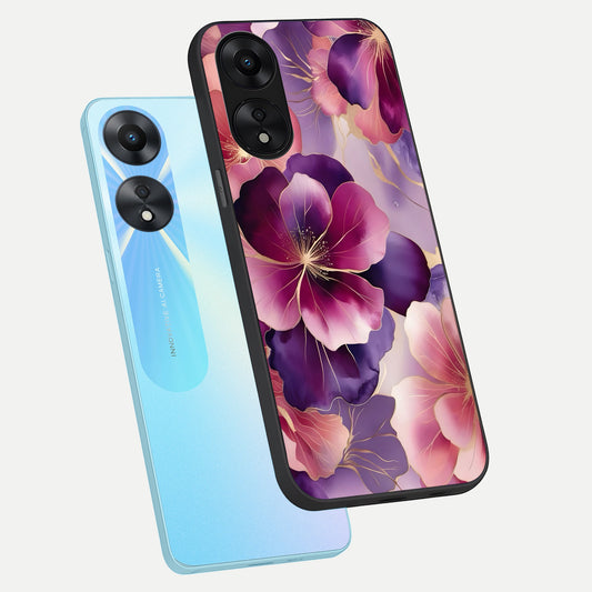  Pink Bouquet Florals phone case For Oppo A78 5G showing premium glass back cover with detailed artwork
