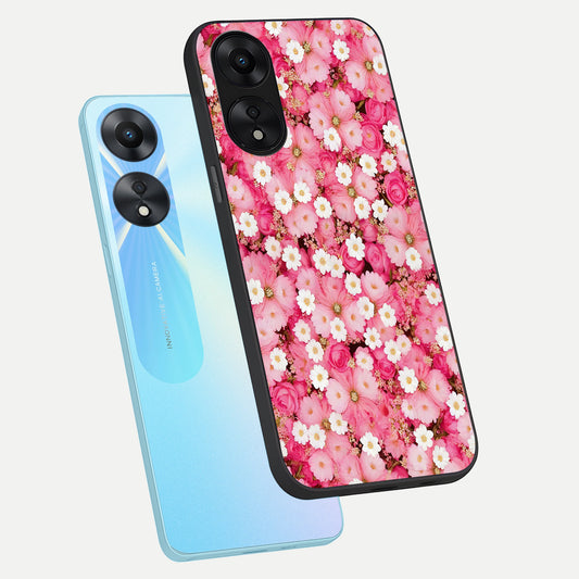  Pink Daisy Bliss phone case For Oppo A78 5G showing premium glass back cover with detailed artwork