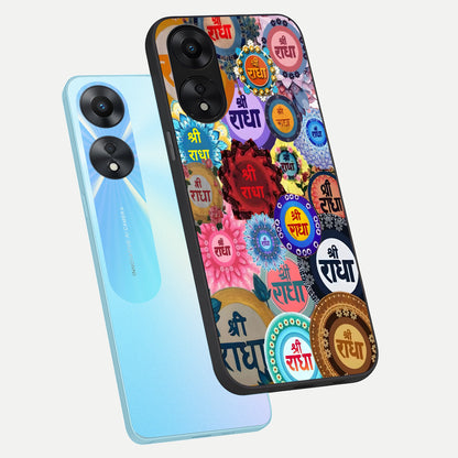  Radha Divine Bloom phone case For Oppo A78 5G showing premium glass back cover with detailed artwork