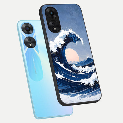  Rising Tide Power phone case For Oppo A78 5G showing premium glass back cover with detailed artwork