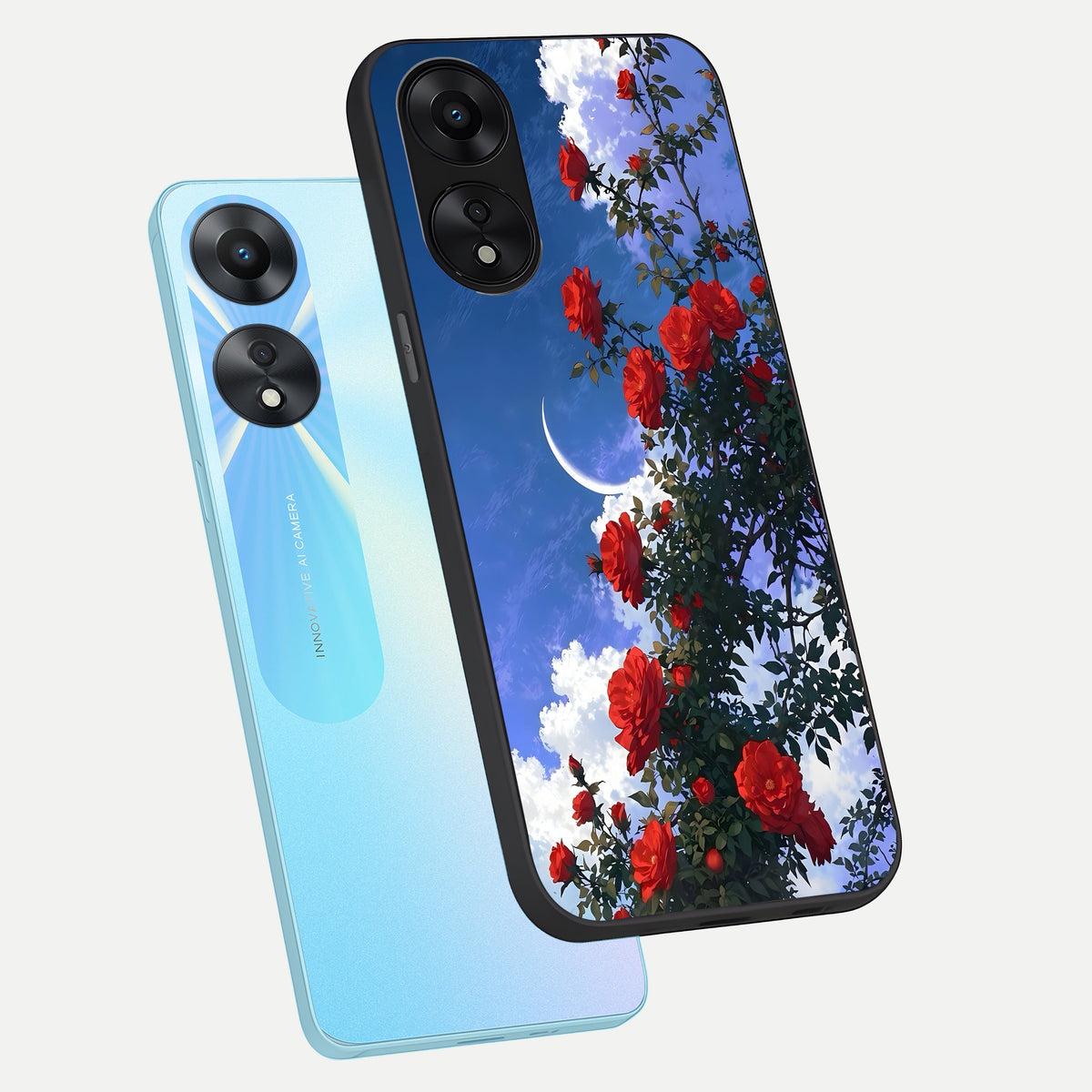 Rose Drift Flowers phone case For Oppo A78 5G showing premium glass back cover with detailed artwork