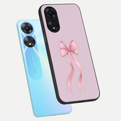  Soft Blush Bow phone case For Oppo A78 5G showing premium glass back cover with detailed artwork